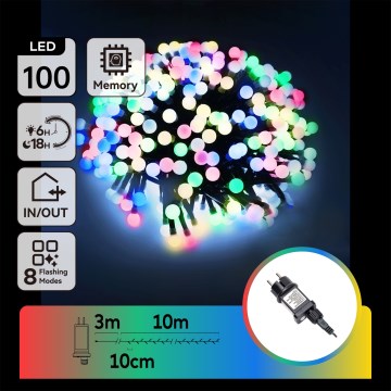 Aigostar - LED vonkajšia dekoračná reťaz 100xLED/8 funkcií 10 m IP44 viacfarebná