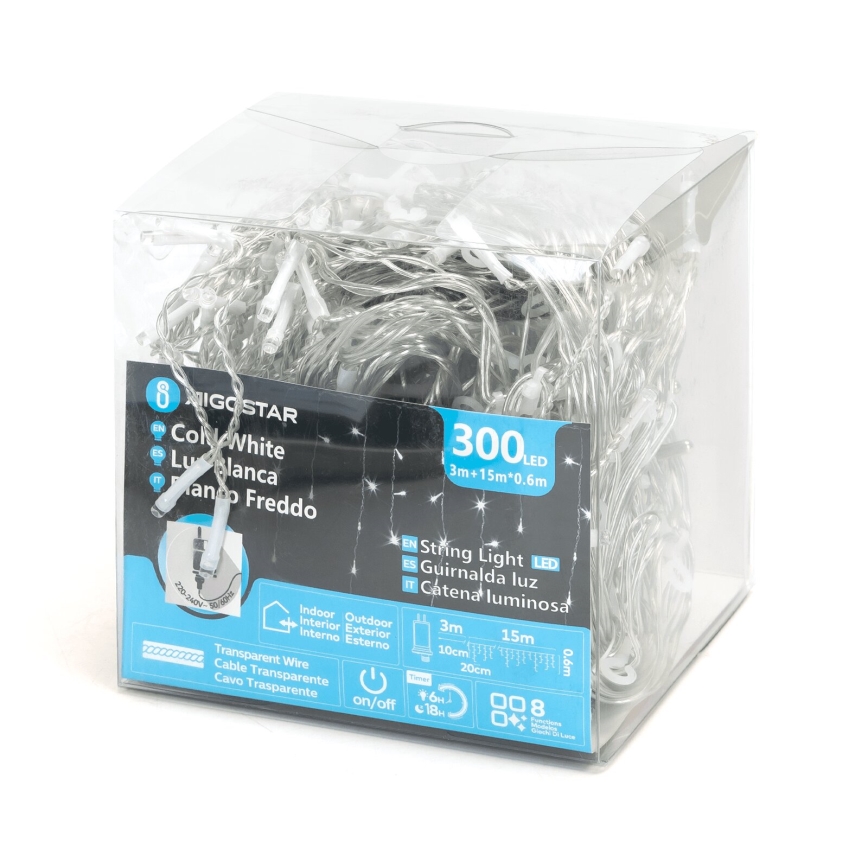 Aigostar - LED Vonkajšia dekoračná reťaz 75xLED/6W/230V 15x0,6m IP44 studená biela