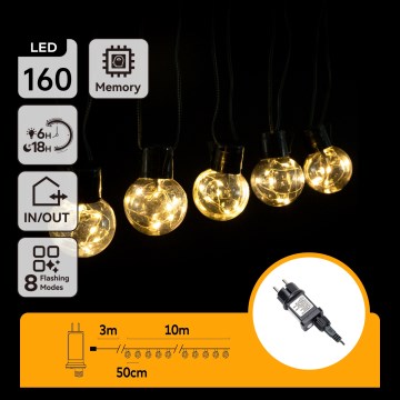 Aigostar - LED vonkajšia dekoratívna reťaz 160xLED 10m IP44 teplá biela