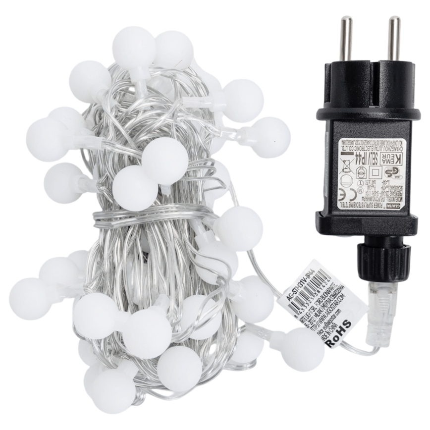 Aigostar - LED vonkajší dekoratívny svetelný reťazec 50xLED/8 funkcií 5 m IP44 studená biela