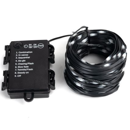 Svietiace LED pásky s ovládačom. Ovládač umožňuje nastaviť 9 svetelných režimov (kombinované, vlny, sekvenčné, pomalé svietenie, naháňanie/blesk, pomalé zhasínanie, blikanie/blik, stále svietenie, vypnuté). Pásky sú zvinuté.