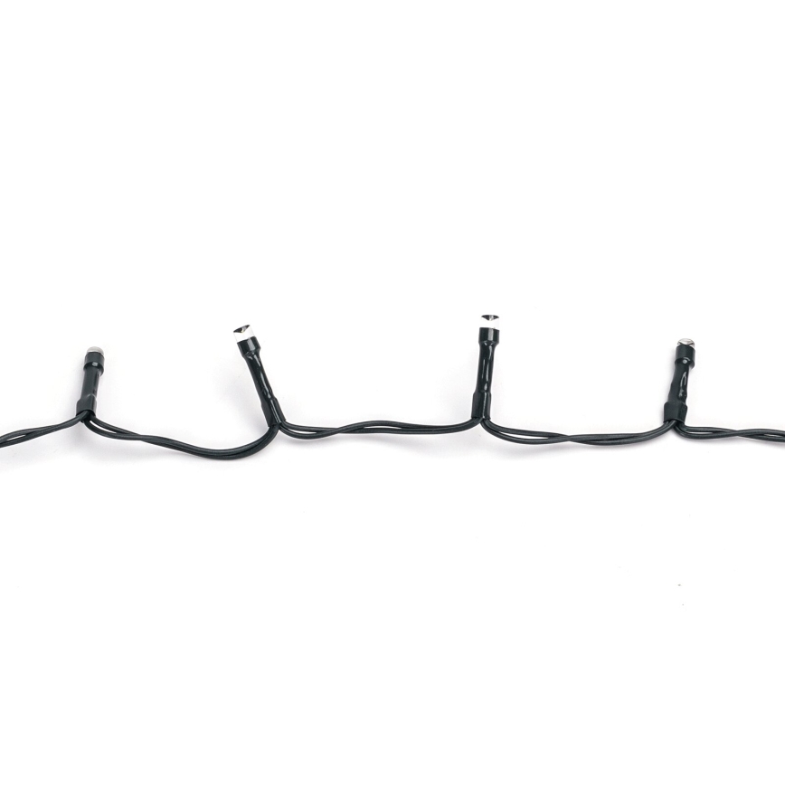 Svetlá s LED diódami sú umiestnené na čiernom kábli. Svetlá sú rozmiestnené nerovnomerne. Biele LED diódy sú zasadené v čiernych objímkach.