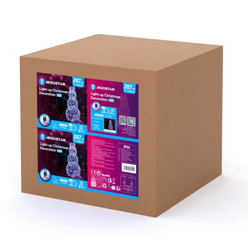 Aigostar - LED Vonkajšia vianočná dekorácia 3,6W/31/230V 6500K 120cm IP44 snehuliak