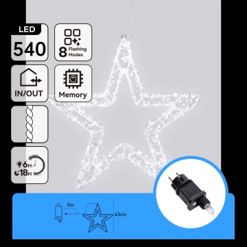 Aigostar - LED Vonkajšia vianočná dekorácia 540xLED/6W/230V 43 cm IP44 studená biela vločka