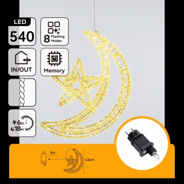 Aigostar - LED vonkajšia vianočná dekorácia 540xLED/6W/230V 43 cm IP44 teplá biela mesiac