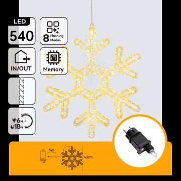 Aigostar - LED Vonkajšia vianočná dekorácia 540xLED/6W/230V 43 cm IP44 teplá biela vločka