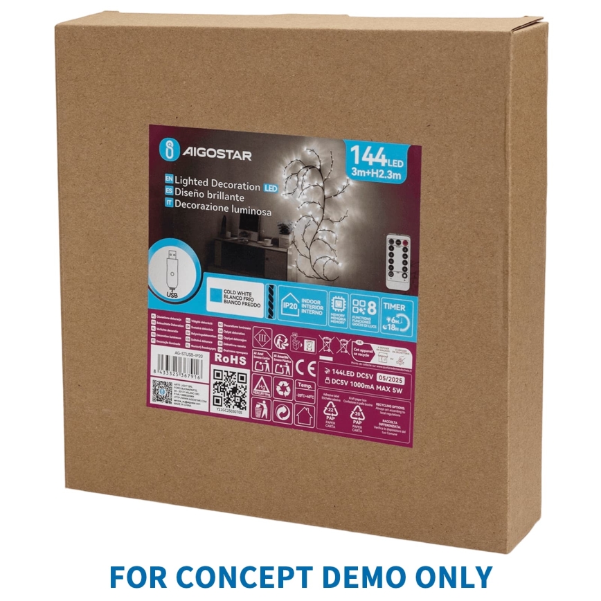 Aigostar - LED Vonkajšia vianočná dekorácia 540xLED/6W/230V 43 cm IP44 studená biela, mesiac
