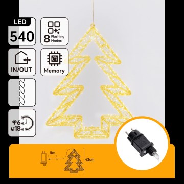 Aigostar - LED vonkajšia vianočná dekorácia 540xLED/6W/230V IP44 teplá biela 45cm stromček
