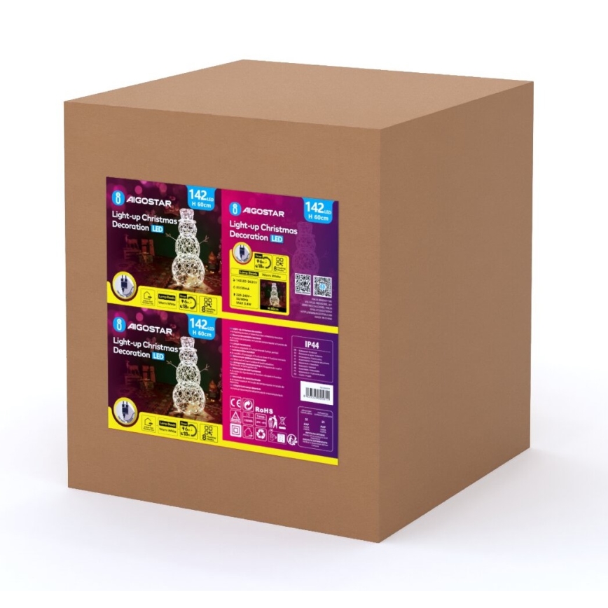 Aigostar - LED Vonkajšia vianočná dekorácia LED/3,6W/31/230V 2700K 60 cm IP44 snehuliak