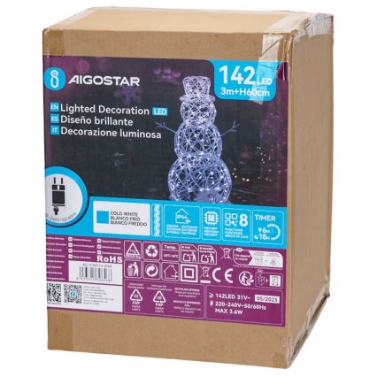 Aigostar - LED Vonkajšia vianočná dekorácia LED/3,6W/31/230V 6500K 60 cm IP44 snehuliak
