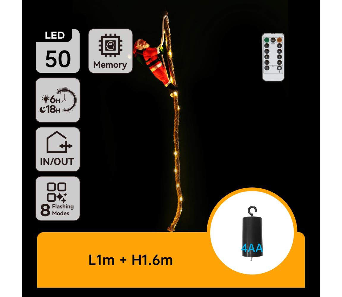 B.V.  - LED vonkajšia vianočná dekorácia LED/4xAA IP44 Santa Claus na padáku B10303AAEQ