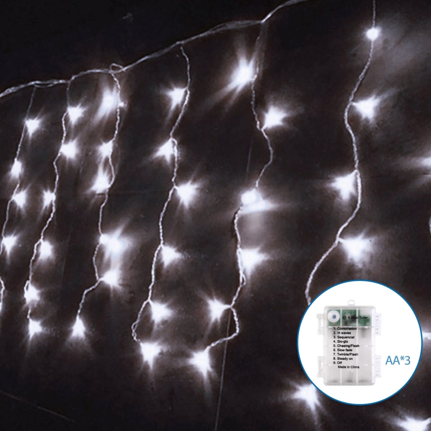 Aigostar - LED Vonkajšia vianočná reťaz 100xLED/8 funkcií 8x0,4m IP44 studená biela