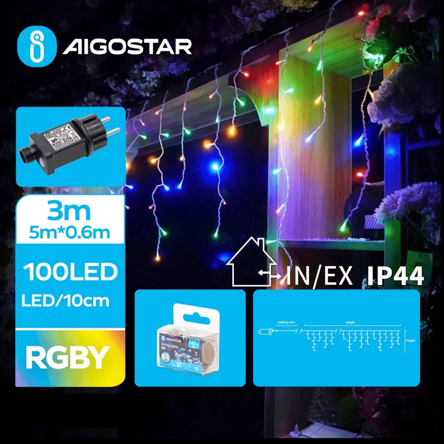 Aigostar - LED Vonkajšia vianočná reťaz 100xLED/8 funkcií 8x0,6m IP44 multicolor