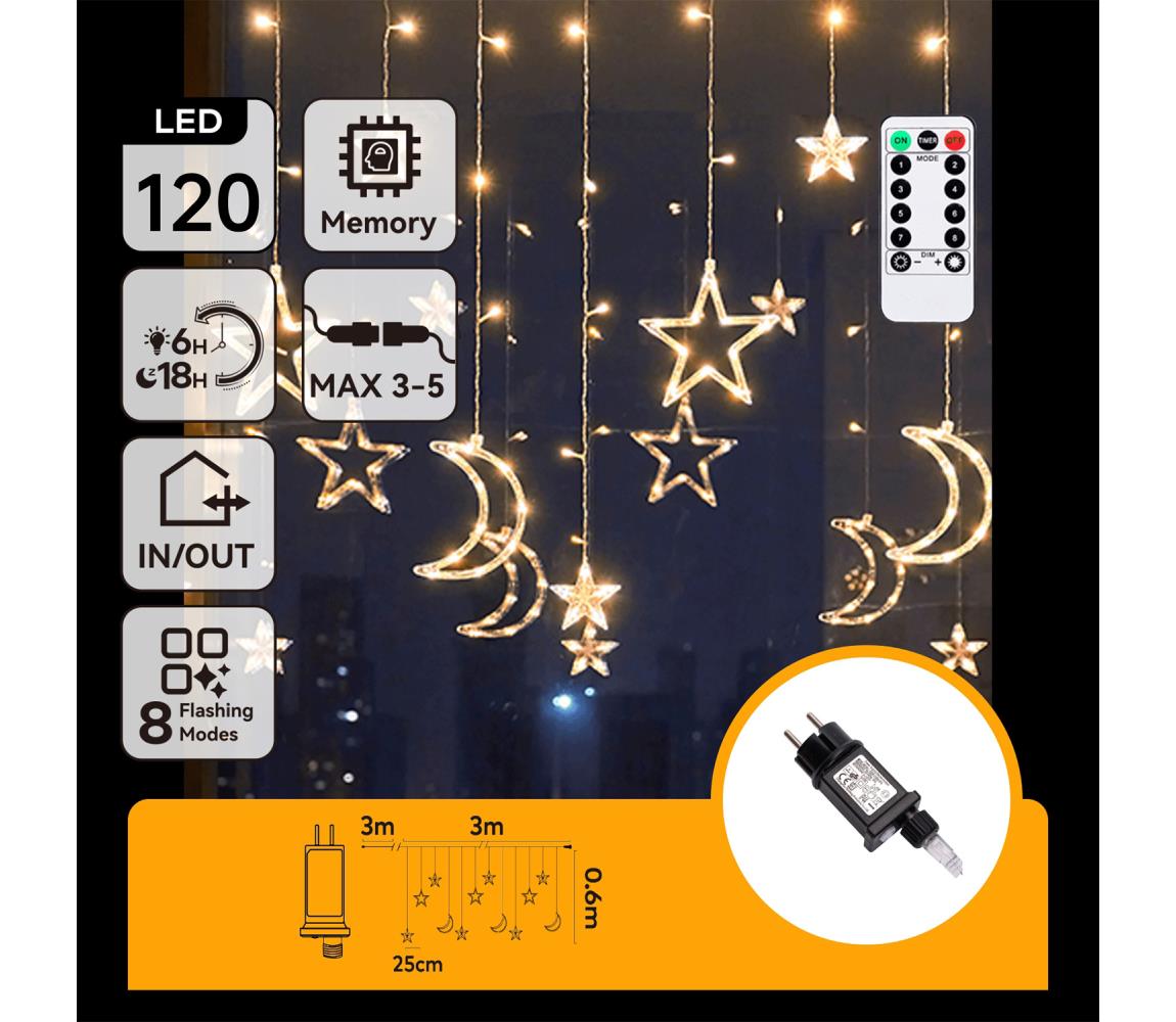 B.V.  - LED vonkajšia vianočná reťaz 120xLED/6W/230V/8 funkcií 3x0,6m IP44 teplá bielaDO B10303S6U
