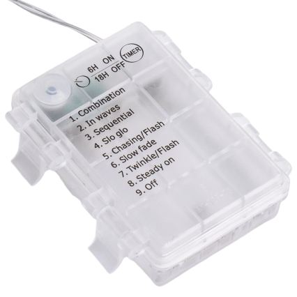 Aigostar - LED vonkajšia vianočná reťaz 192xLED/8 funkcií 3xAA 4,5x1,2m IP44 studená biela