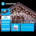 Aigostar - LED Vonkajšia vianočná reťaz 200xLED/8 funkcií 13x0,6m IP44 studená biela