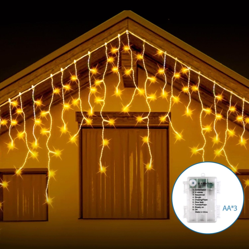 Aigostar - LED Vonkajšia vianočná reťaz 200xLED/8 funkcií 13x0,6m IP44 teplá biela