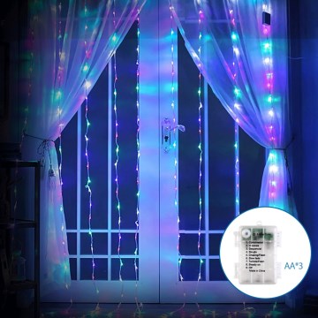 Aigostar - LED Vonkajšia vianočná reťaz 200xLED/8 funkcií 3xAA 5x2m IP44 multicolor
