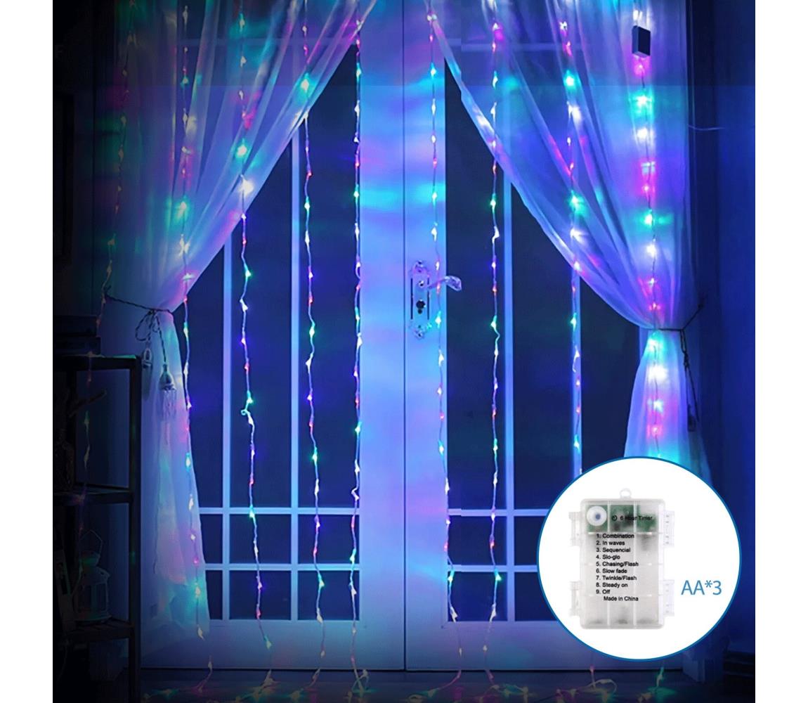 B.V. - LED Vonkajšia vianočná reťaz 200xLED/8 funkcií 3xAA 5x2m IP44 multicolor