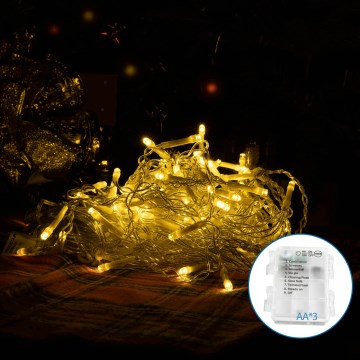 Aigostar-LED Vonkajšia vianočná reťaz 200xLED/8 funkcií 3xAA 6x1,5m IP44 teplá biela