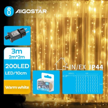 Aigostar - LED Vonkajšia vianočná reťaz 200xLED/8 funkcií 5x2m IP44 teplá biela