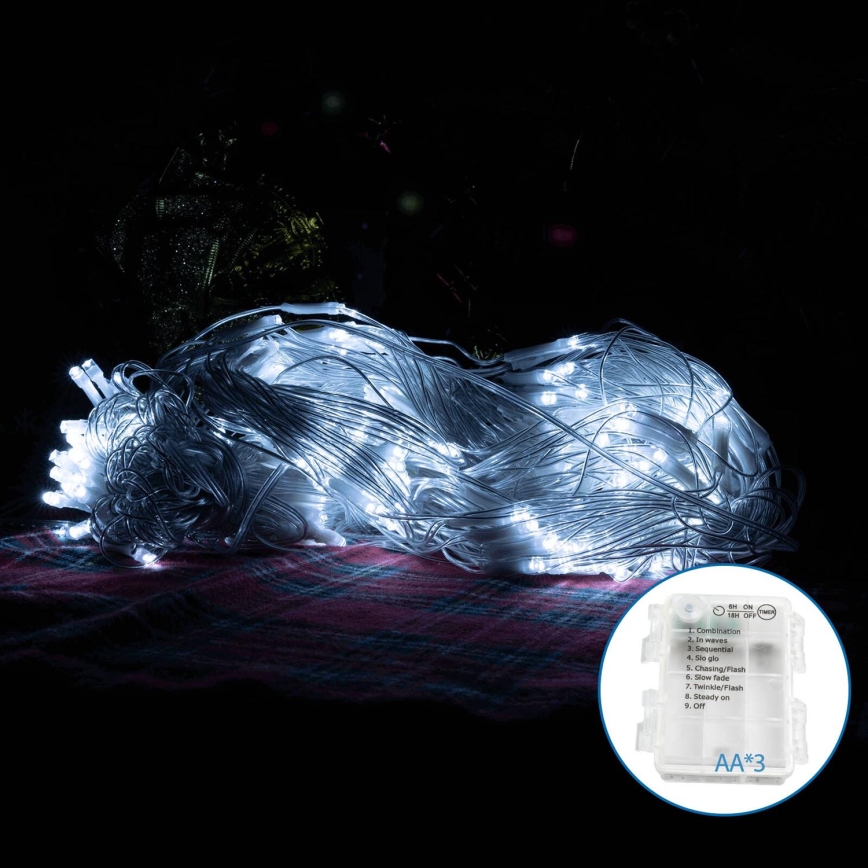 Aigostar - LED Vonkajšia vianočná reťaz 200xLED/8 funkcií 6x1,5m IP44 studená biela