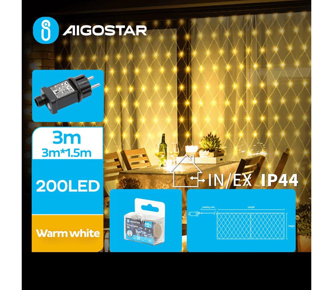 B.V. - LED Vonkajšia vianočná reťaz 200xLED/8 funkcií 6x1,5m IP44 teplá biela