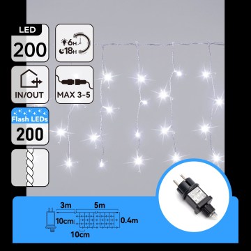 Aigostar - LED Vonkajšia vianočná reťaz 200xLED 8x0,4m IP44 studená biela