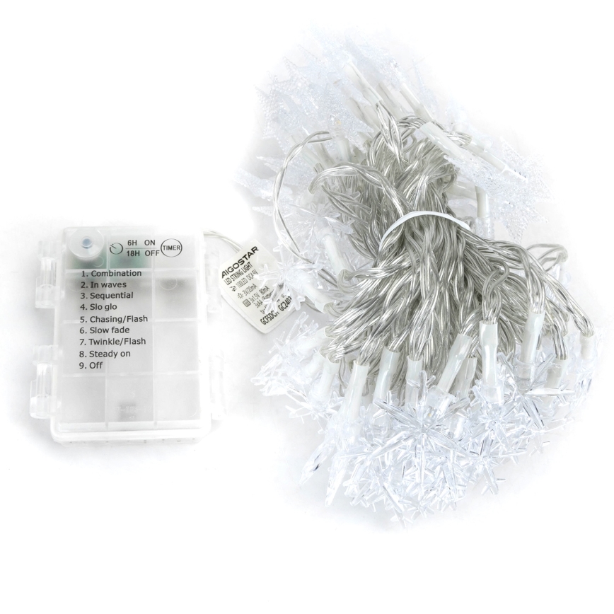 Aigostar - LED Vonkajší  reťaz 25xLED/8 funkcií 3xAA 2,5m IP44 teplá biela hviezdy