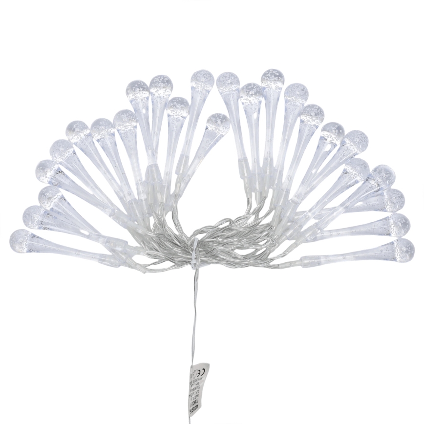 Aigostar - LED vonkajší reťaz 25xLED/8 funkcií 3xAA 2,5 m IP44 teplá biela kvapky