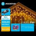 Aigostar - LED Vonkajšia vianočná reťaz 300xLED/8 funkcií 18x0,6m IP44 teplá biela