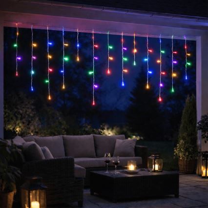 Aigostar - LED vonkajšia vianočná reťaz 300xLED/8 režimov 3xAA 18x0,6 m IP44 viacfarebná