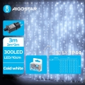 Aigostar - LED Vonkajšia vianočná reťaz 300xLED/8 funkcií 6x3m IP44 studená biela