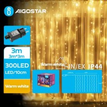 Aigostar - LED Vonkajšia vianočná reťaz 300xLED/8 funkcií 6x3m IP44 teplá biela