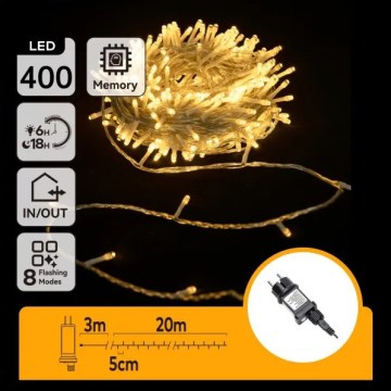 Aigostar - LED vonkajšia vianočná reťaz 400xLED/8 funkcií 20m IP44 teplá biela