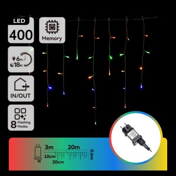 Aigostar - LED Vonkajšia vianočná reťaz 400xLED/8 funkcií 23x0,6m IP44 viacfarebná