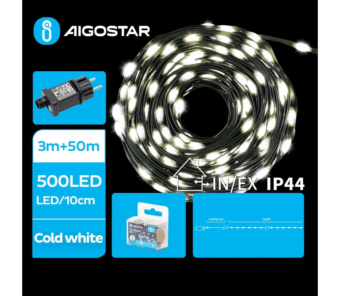 B.V. - LED Vonkajšia vianočná reťaz 500xLED/8 funkcií 53m IP44 studená biela