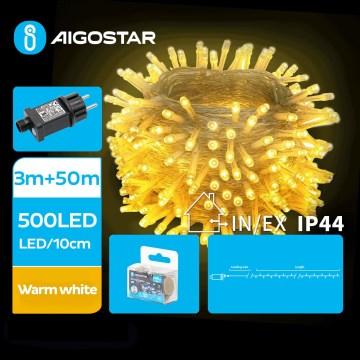 Aigostar - LED Vonkajšia vianočná reťaz 500xLED/8 funkcií 53m IP44 teplá biela