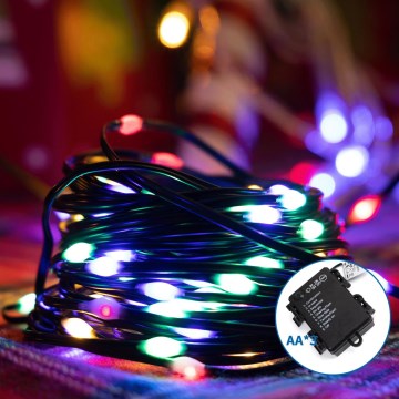 Aigostar - LED Vonkajšia vianočná reťaz 50xLED/8 funkcií 3xAA 5,3m IP44 multicolor