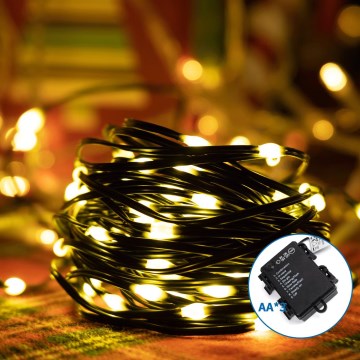 Aigostar - LED Vonkajšia vianočná reťaz 50xLED/8 funkcií 3xAA 5,3m IP44 teplá biela