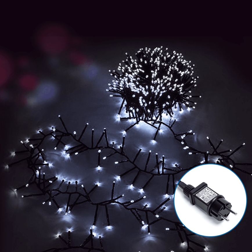 Aigostar - LED Vonkajšia vianočná reťaz 600xLED/8 funkcií 18m IP44 studená biela