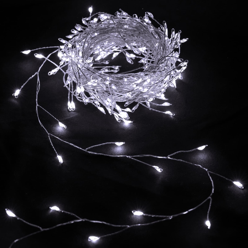 Aigostar - LED Vonkajšia vianočná reťaz 300xLED/8 funkcií 3xAA 9,3 m IP44 studená biela
