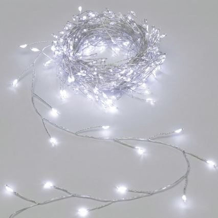 Aigostar - LED Vonkajšia vianočná reťaz 300xLED/8 funkcií 3xAA 9,3 m IP44 studená biela