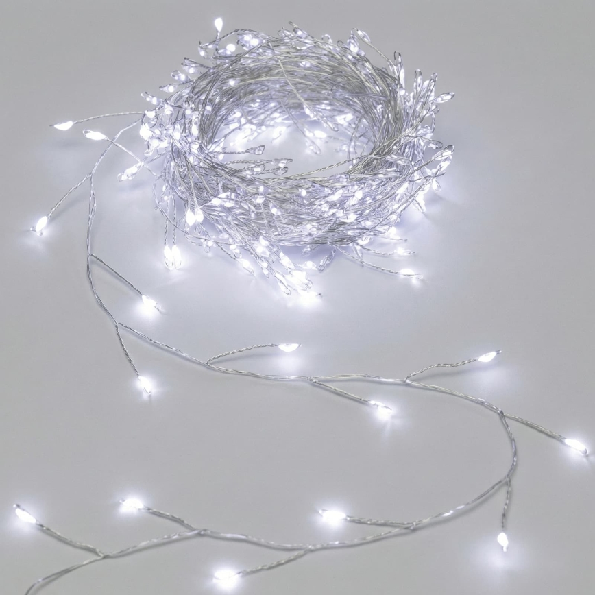 Aigostar - LED Vonkajšia vianočná reťaz 300xLED/8 funkcií 3xAA 9,3 m IP44 studená biela