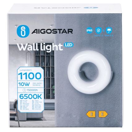 Aigostar - LED Vonkajšie nástenné svietidlo LED/10W/230V 6500K IP65 čierna