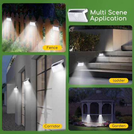Aigostar - LED Vonkajšie solárne svietidlo so senzorom LED/2,4W/5V 1200 mAh IP65