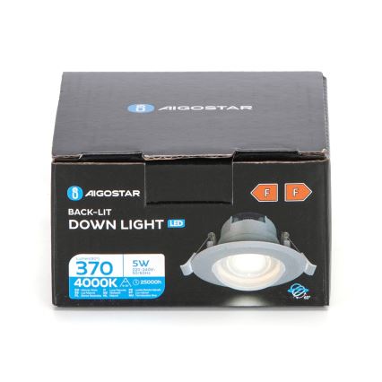 Aigostar - LED zapustené stropné svietidlo, 5 W, 230 V, 4000 K, priemer 8,5 cm, biela