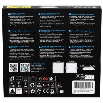 Aigostar - LED zapustené stropné svietidlo LED/12W/230V 3000K 17,5x17,5 cm biela