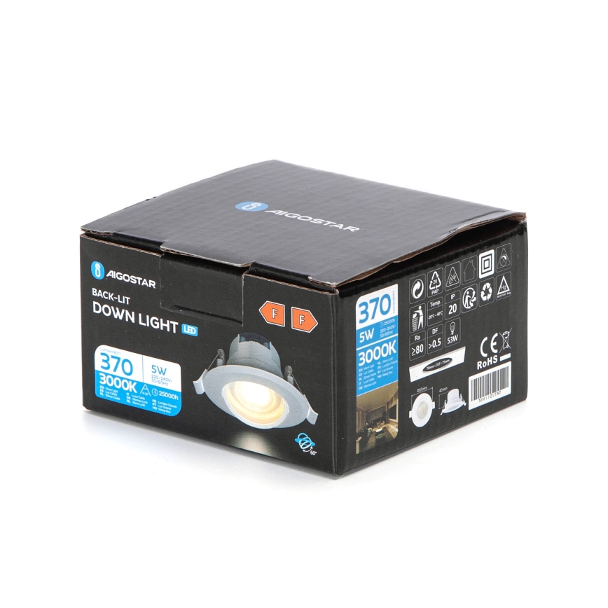 Aigostar - LED zapustené stropné svietidlo LED/5W/230V 3000K priemer 8,5 cm biela