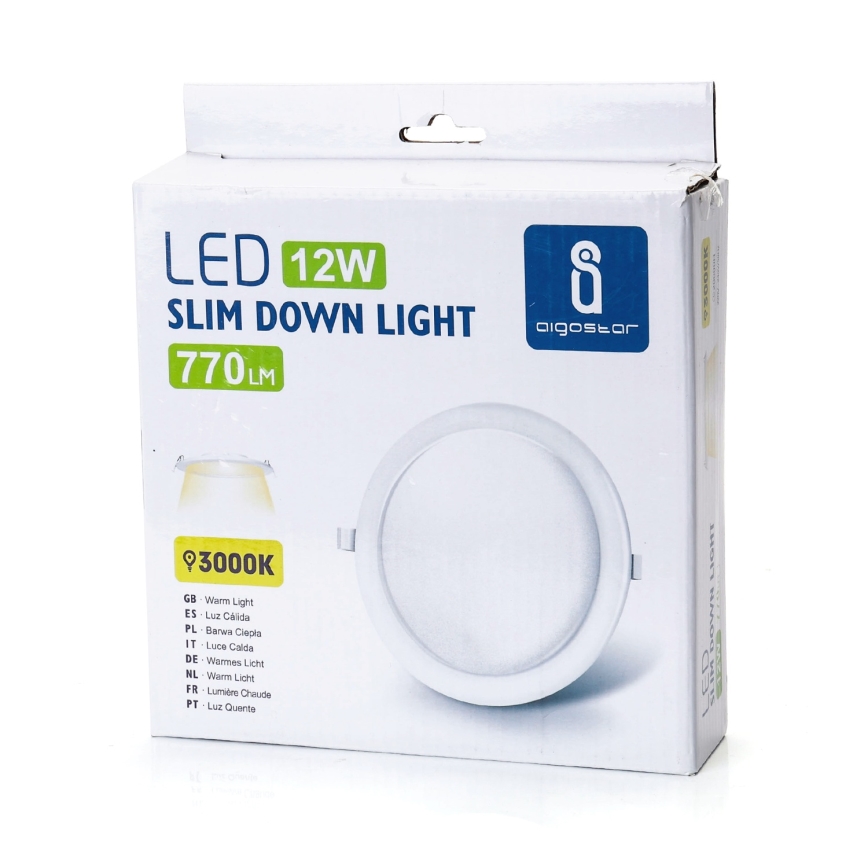 Aigostar - LED zapustené svietidlo LED/12W/230V 3000K priemer 17 cm biele